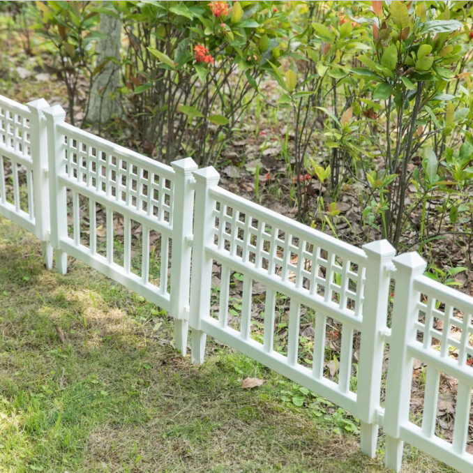 4 x WHITE PLASTIC FENCE PANELS GARDEN LAWN BORDER EDGING PLANT BORDER