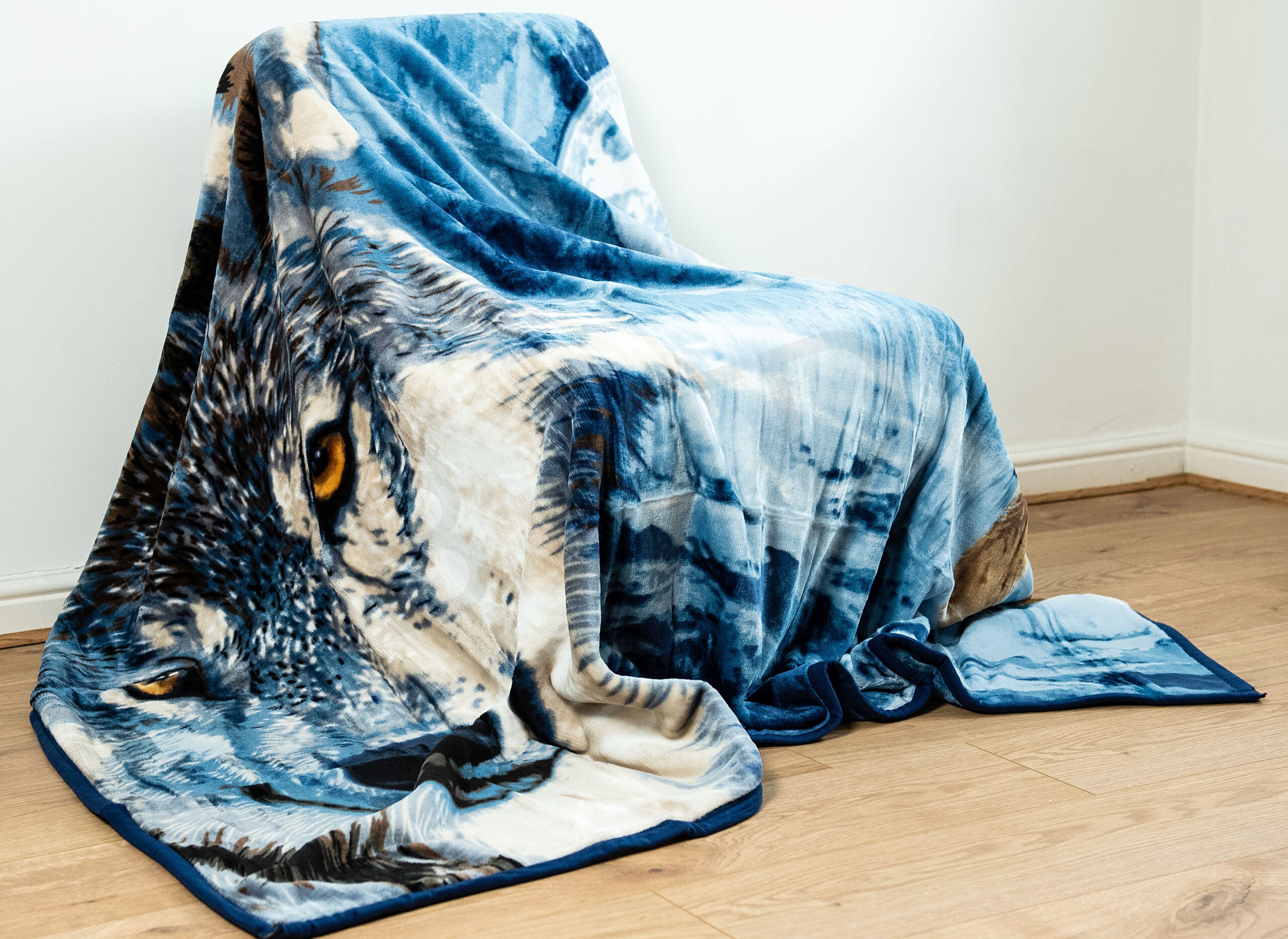 3D Moonlight Wolf Animal Mink Throw