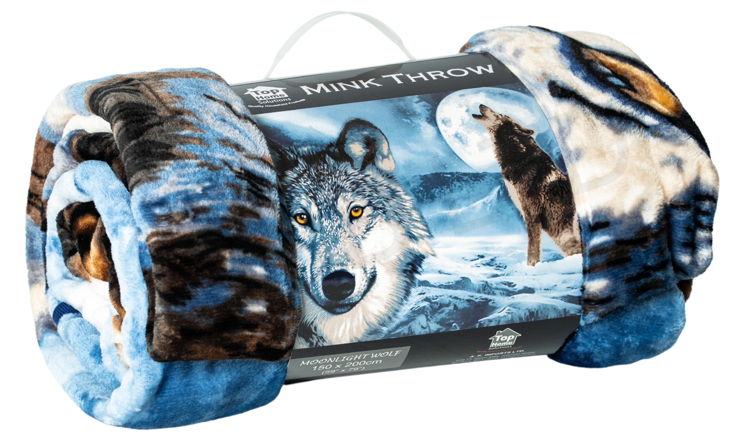 3D Moonlight Wolf Animal Mink Throw