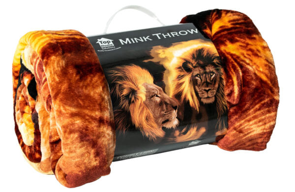 3D Double Lion Animal Mink Throw