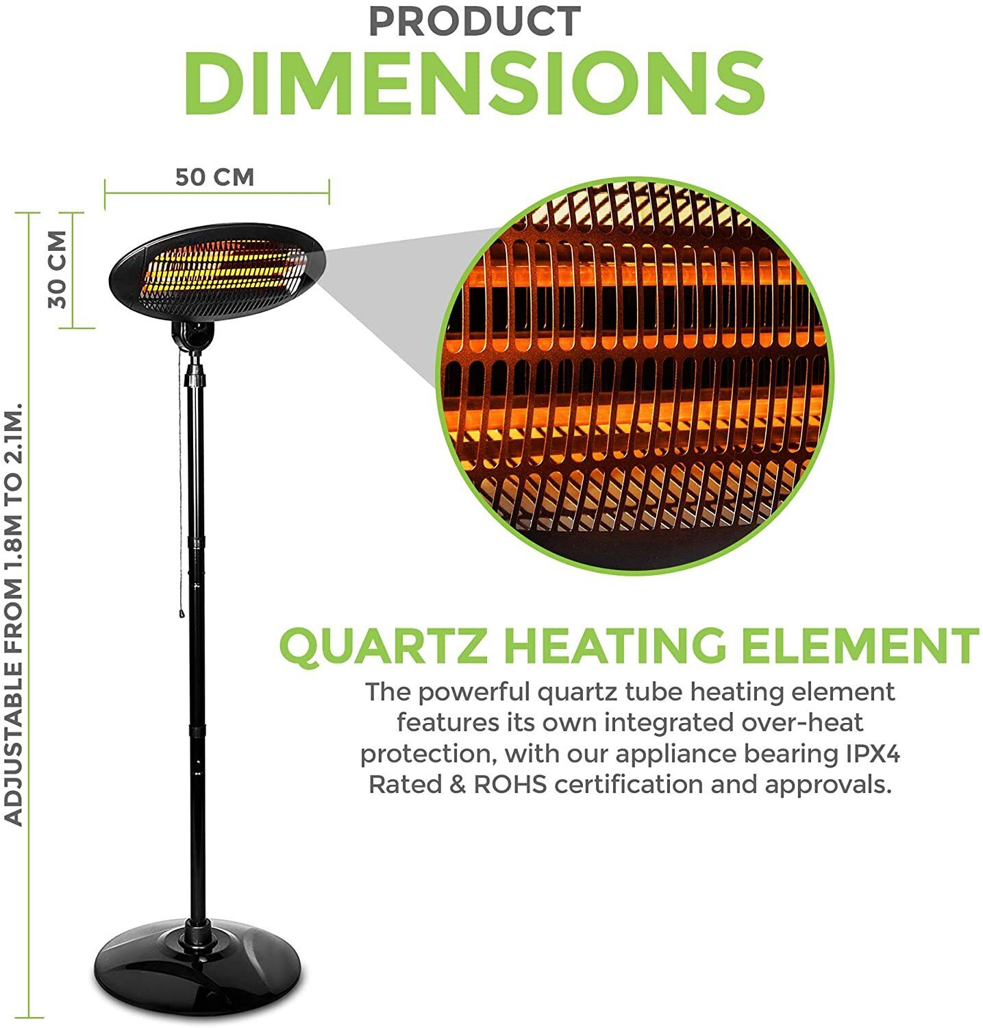 2KW Free Standing Electric Patio Heater