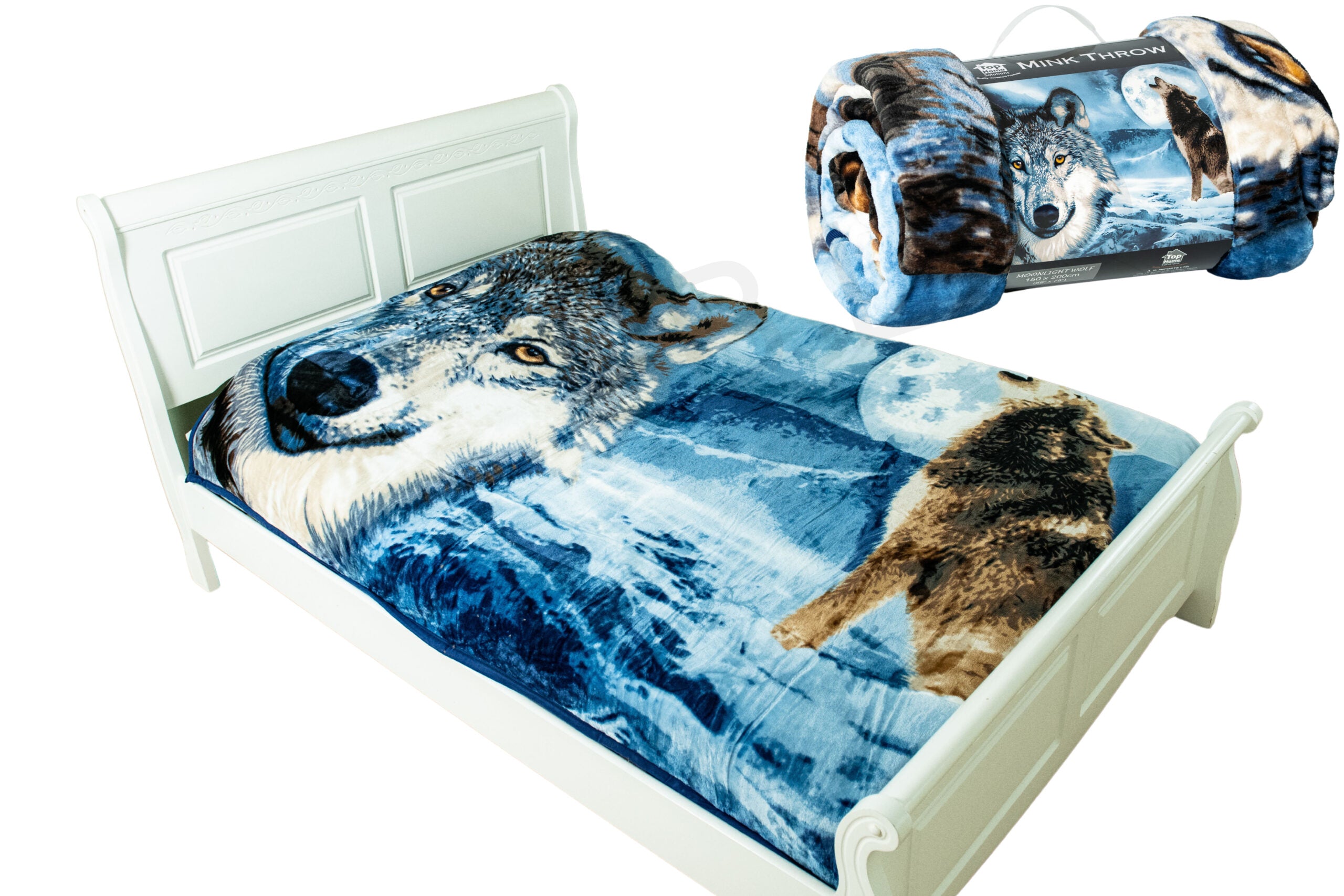 3D Moonlight Wolf Animal Mink Throw