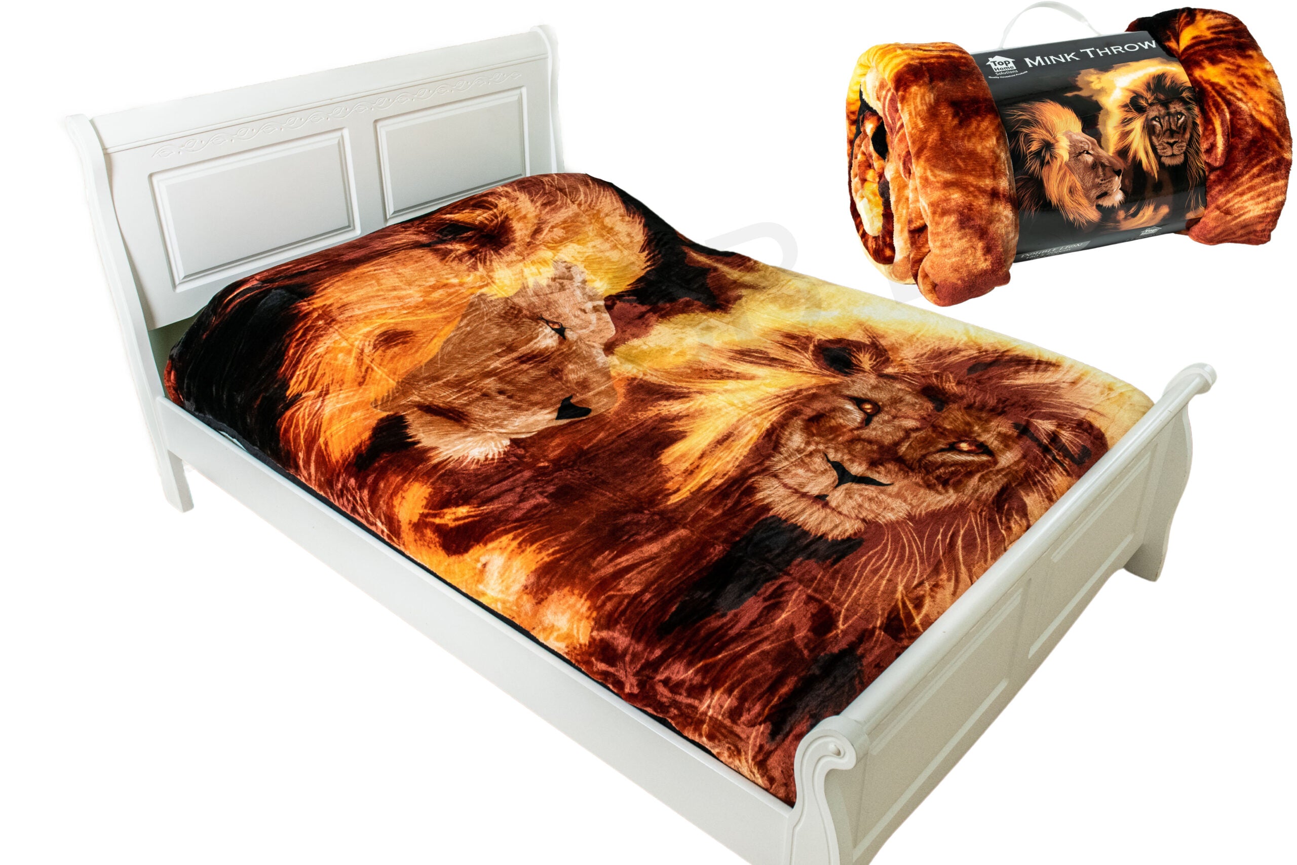 3D Double Lion Animal Mink Throw