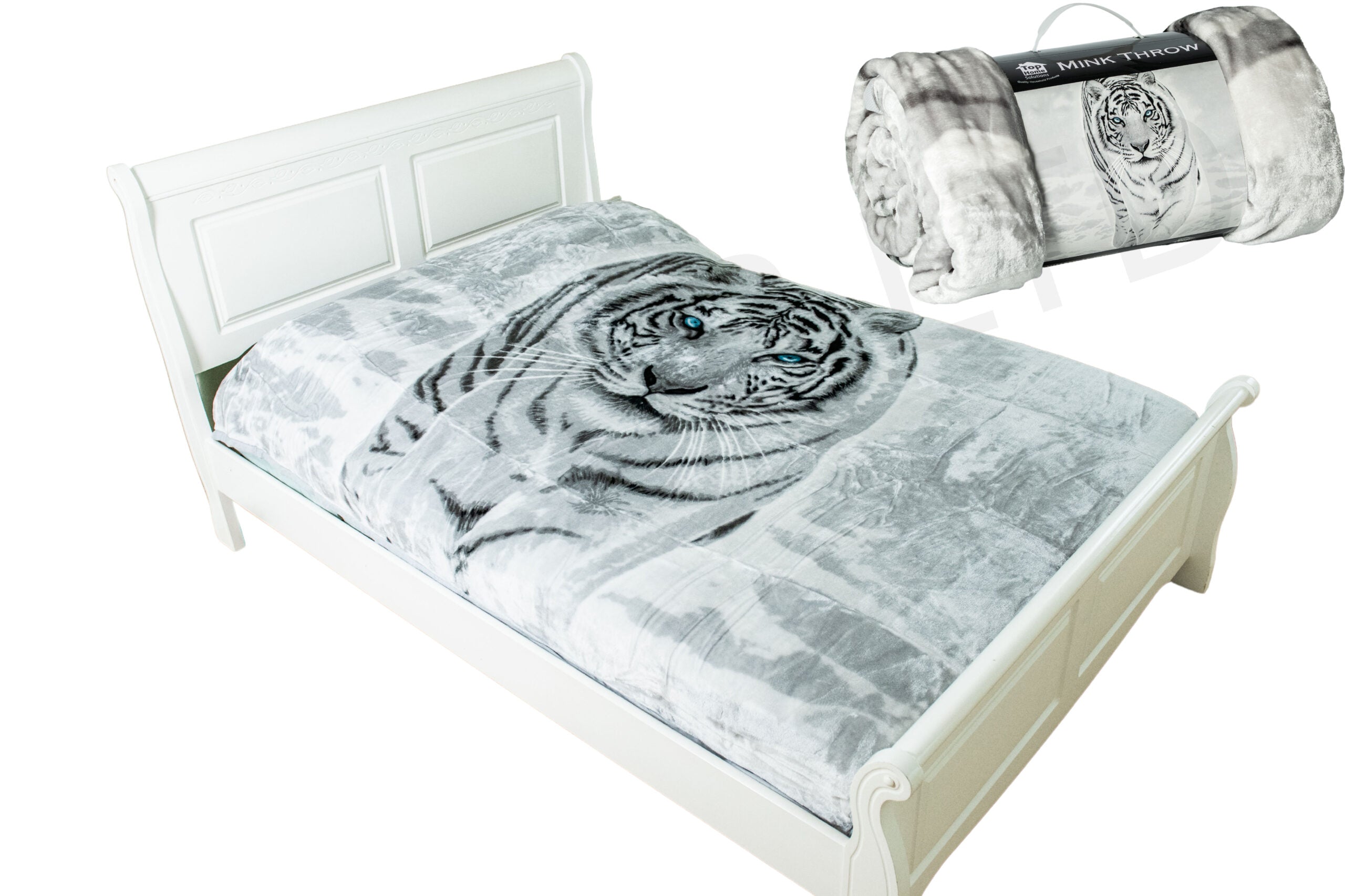 3D White Tiger Animal Mink Throw