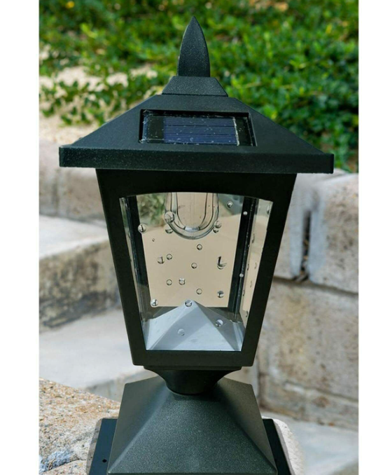 2x Outdoor Solar Powered LED Deck Post Light Garden Cap Square Fence Lamp Sheds