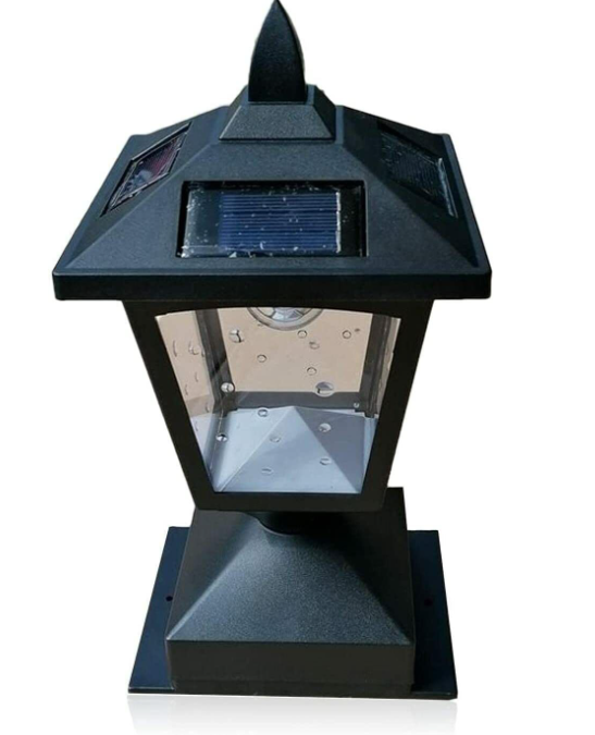 2x Outdoor Solar Powered LED Deck Post Light Garden Cap Square Fence Lamp Sheds