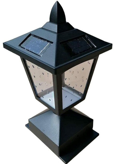 2x Outdoor Solar Powered LED Deck Post Light Garden Cap Square Fence Lamp Sheds