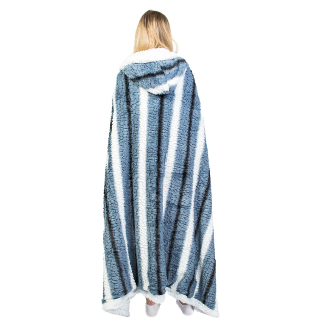 Super Soft Hoody Sherpa Faux Fur Hooded Snuggle Blanket Warm Throw