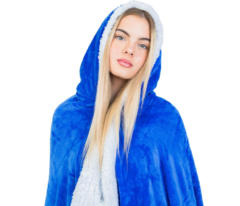 Super Soft Hoody Sherpa Faux Fur Hooded Snuggle Blanket Warm Throw