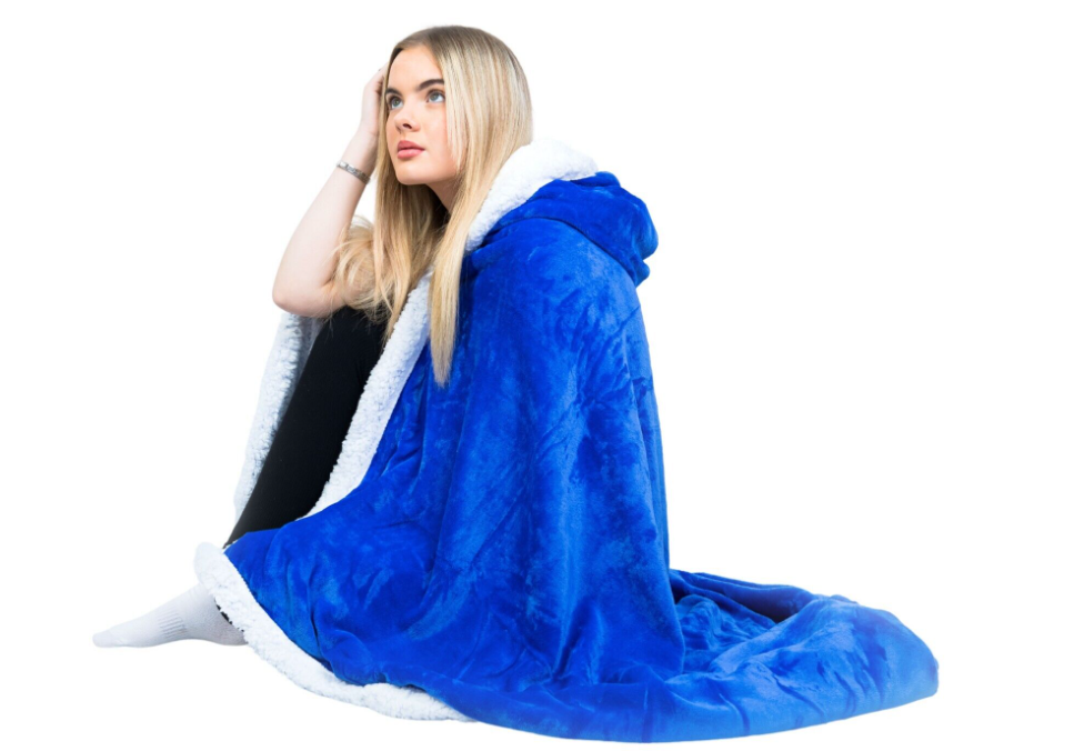 Super Soft Hoody Sherpa Faux Fur Hooded Snuggle Blanket Warm Throw