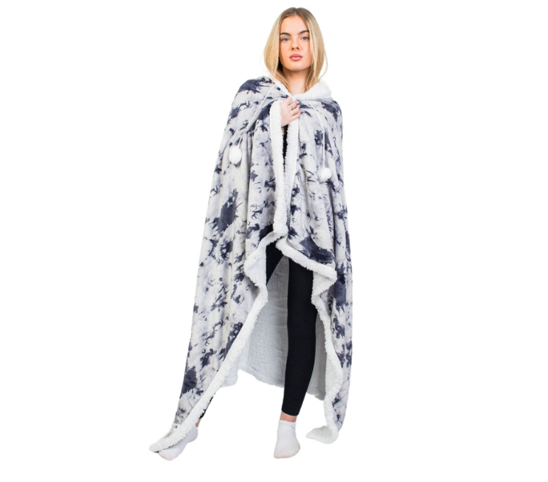 Super Soft Hoody Sherpa Faux Fur Hooded Snuggle Blanket Warm Throw