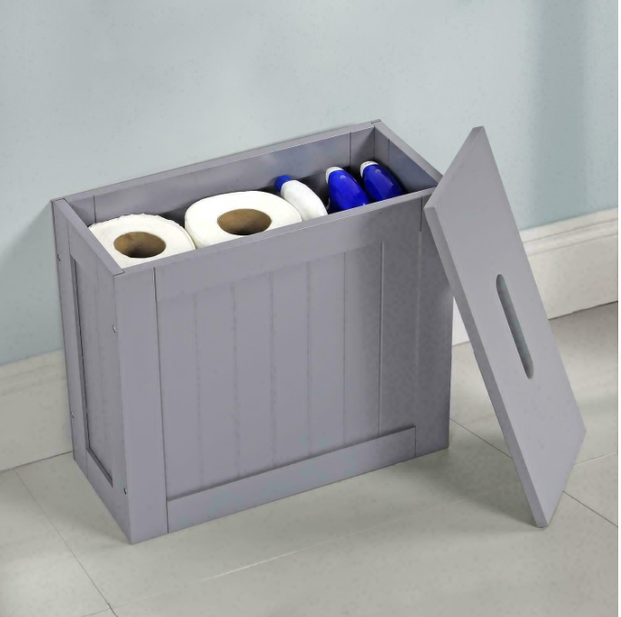 Wooden Slimline Bathroom Storage Unit Laundry Toilet Cleaning Tidy Organiser Box