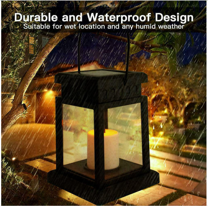 2x Solar Powered Hanging LED Lantern Lights Outdoor Garden Waterproof Table Lamp