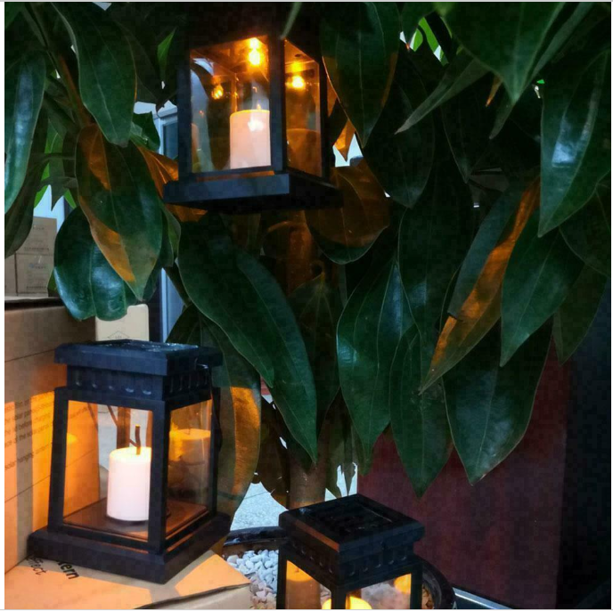 2x Solar Powered Hanging LED Lantern Lights Outdoor Garden Waterproof Table Lamp