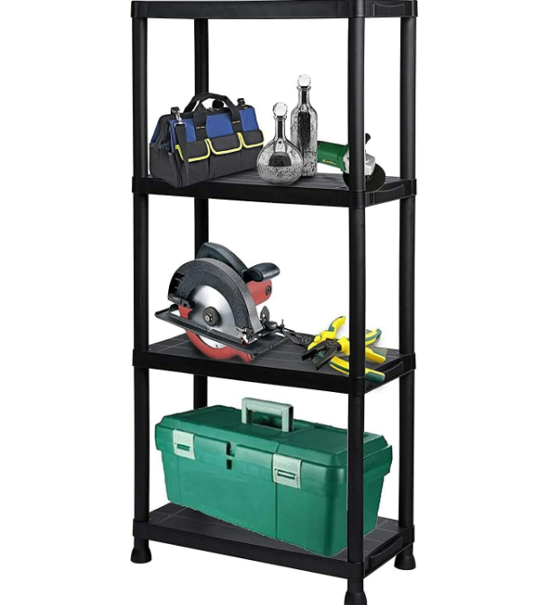 4 Tier Plastic Shelving Home Storage Unit Shelves Rack Racking Garage Organiser