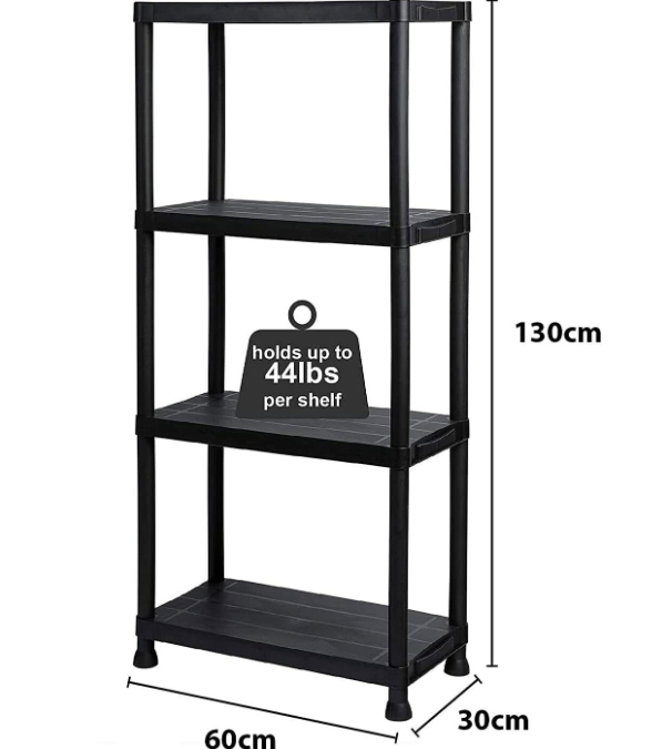 4 Tier Plastic Shelving Home Storage Unit Shelves Rack Racking Garage Organiser