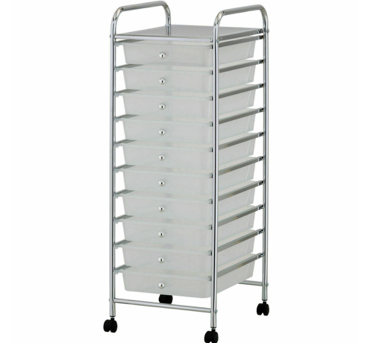 10 Drawer Rolling Trolley Office Beauty Home Accessories Papers Storage unit