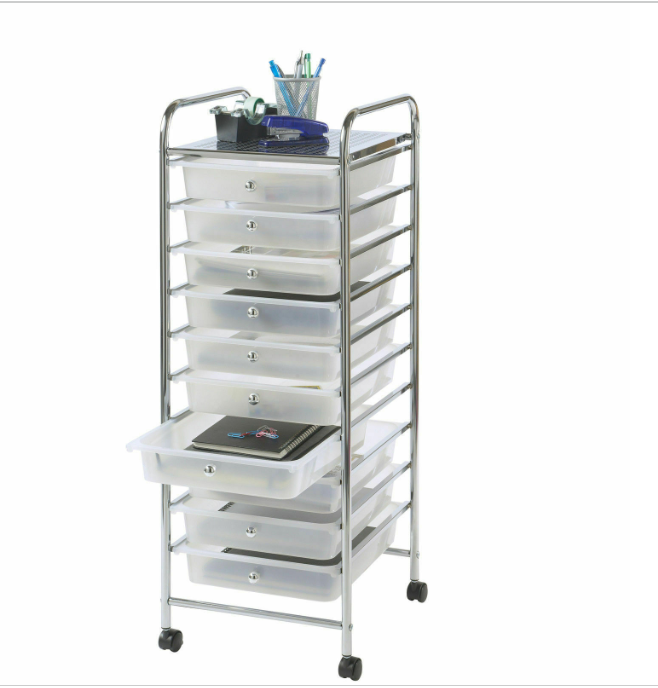 10 Drawer Rolling Trolley Office Beauty Home Accessories Papers Storage unit