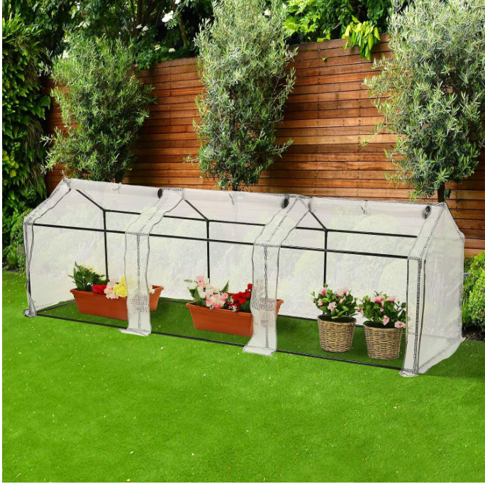 3 Section Grow Tunnel House Greenhouse Large Garden Polytunnel Garden Grow House