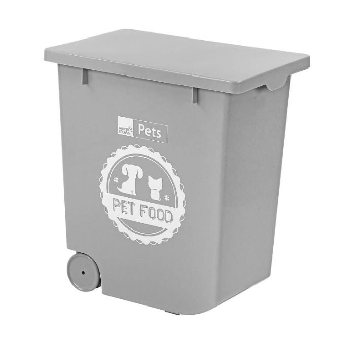 20 Litre Grey Pet Food Dry Container Animal Cat Dog Storage Bin Box Scoop Basket