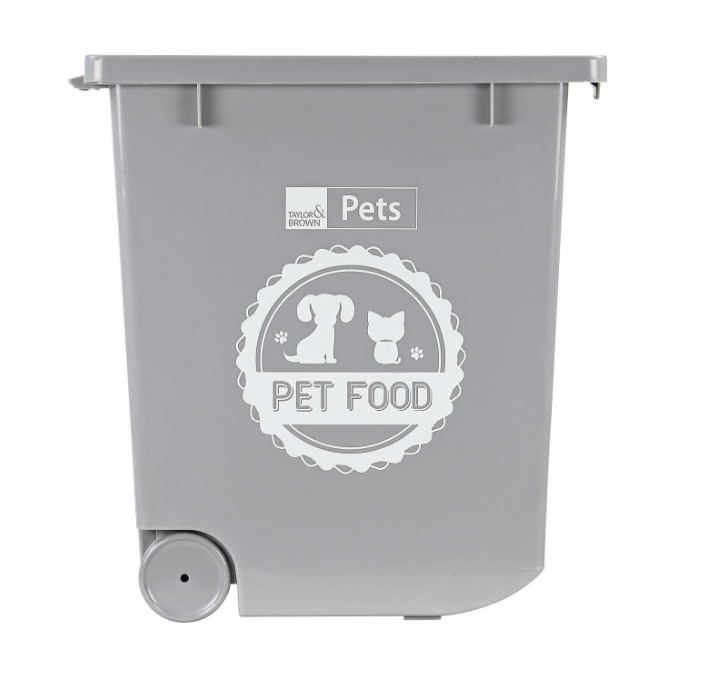 20 Litre Grey Pet Food Dry Container Animal Cat Dog Storage Bin Box Scoop Basket