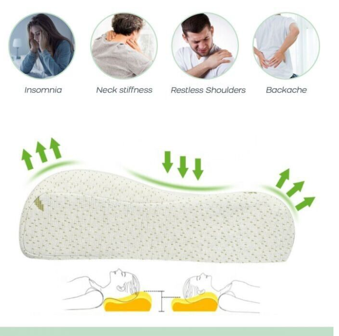 New Bamboo Contour Memory Foam Pillow, Neck Back Head Support Orthopaedic Pillow