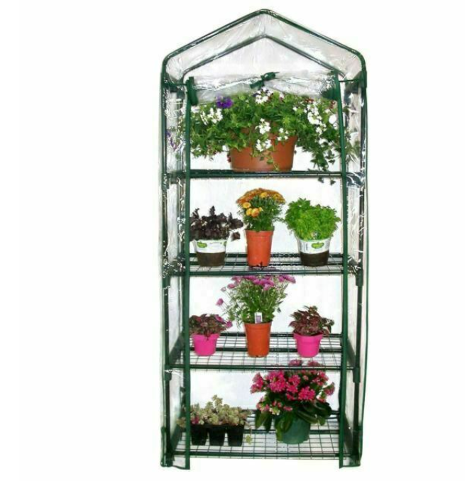 4 Tier Mini Grow House Outdoor Garden With Clear PVC Cover High Plant Greenhouse