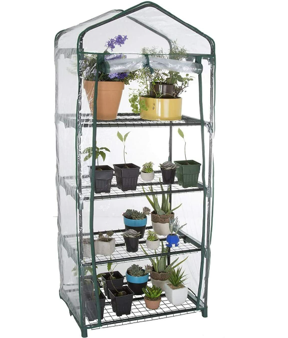 4 Tier Mini Grow House Outdoor Garden With Clear PVC Cover High Plant Greenhouse