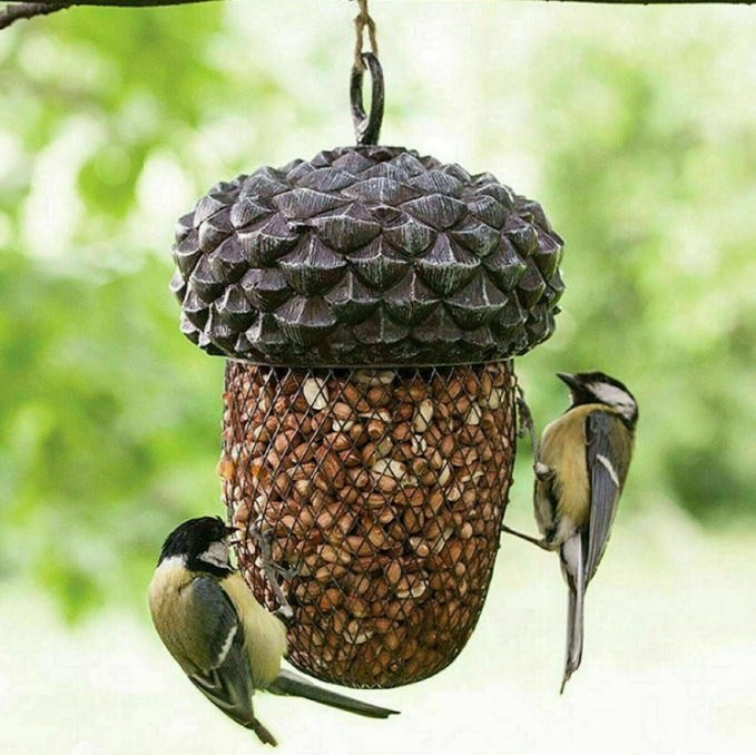 Pinecone Acorn Bird Feeder Outdoor Mounted Mix Nuts Seeds Hanging Animal Feeding