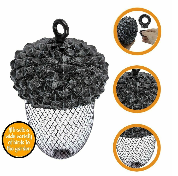 Pinecone Acorn Bird Feeder Outdoor Mounted Mix Nuts Seeds Hanging Animal Feeding