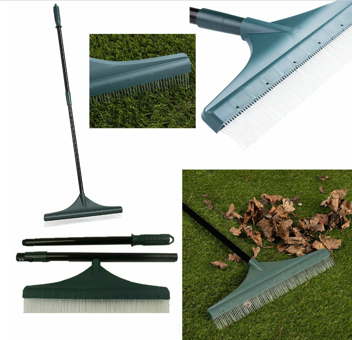 Artificial Grass Carpet Rake Brush Telescopic Handle Adjustable Steel Handle