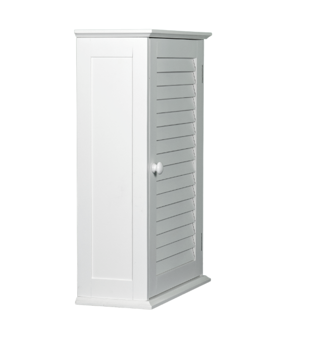 Bathroom wood Cabinet Wall Mounted Single Shutter Door Storage White/grey