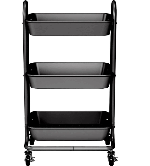 3 Tier Trolley on Wheels Kitchen Storage Cart Slim Bathroom Laundry Storage Rack