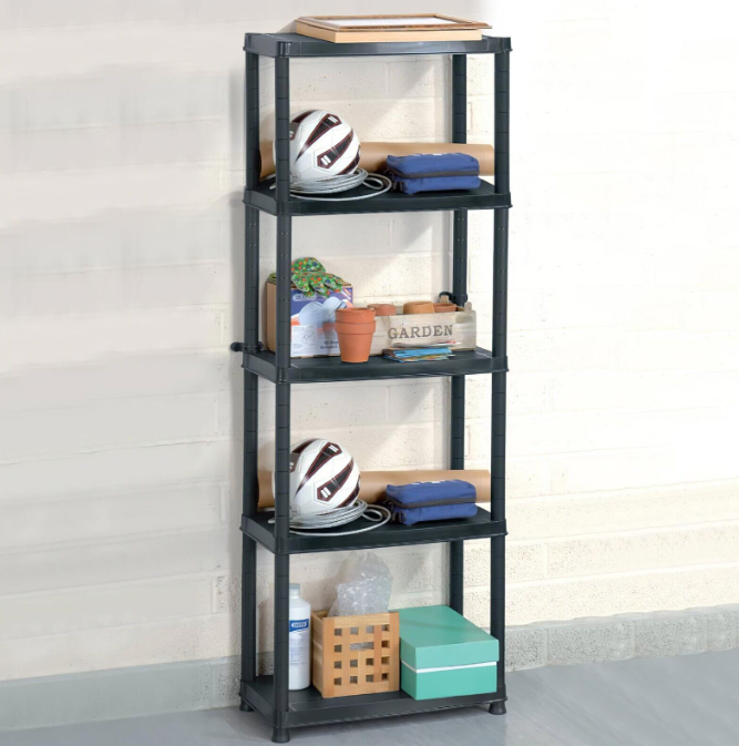 5 Tier Plastic Shelving Home Storage Unit Shelves Rack Racking Garage Organiser