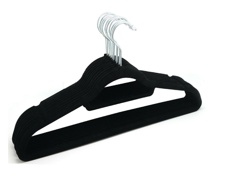 10 x Non Slip Velvet Hangers Clothes Flocked Coat Trouser Hanging Space saving