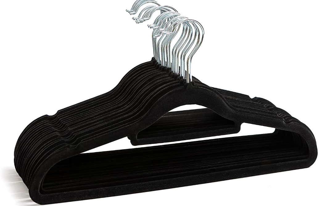 10 x Non Slip Velvet Hangers Clothes Flocked Coat Trouser Hanging Space saving