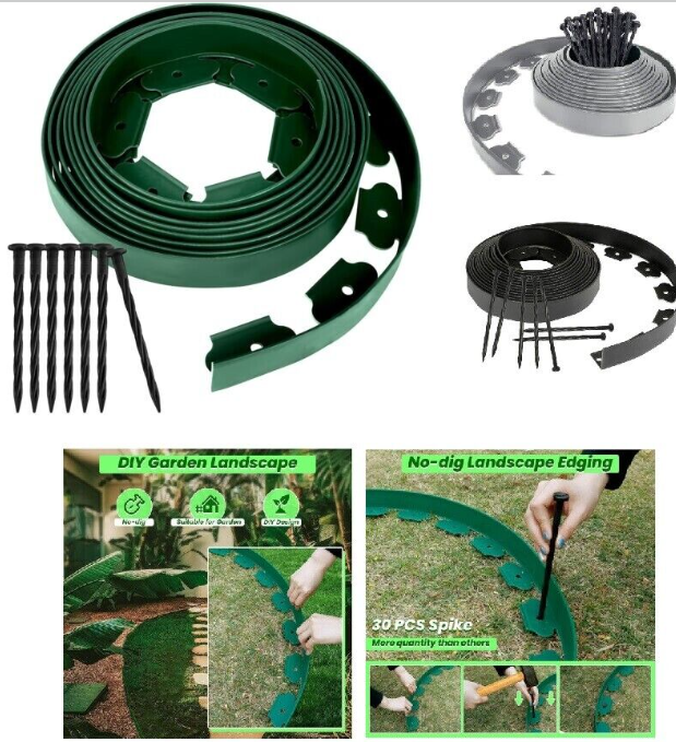 Garden Edge System Border Landscaping Lawn Flexible Heavy Duty Flower Beds Fence