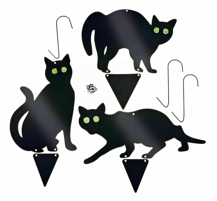 3 Metal Cat Scarers Repellent Garden Cats Outdoor Deterrent with Reflective Eyes