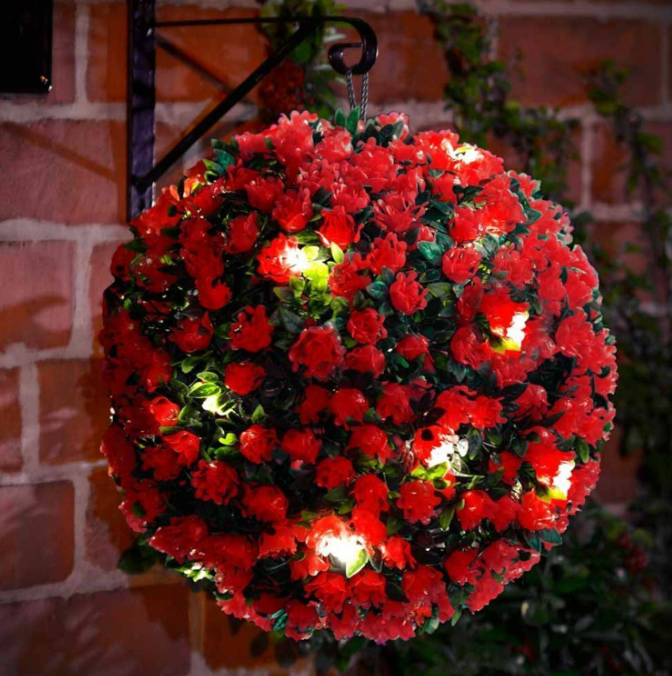 SOLAR POWERED TOPIARY BALL 20 LED FLOWER LIGHTS GARDEN SPHERE