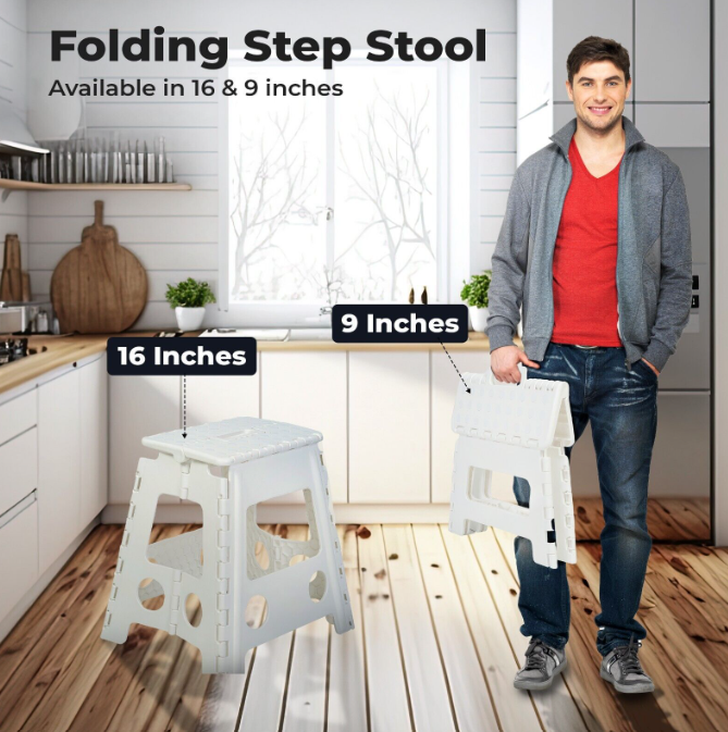 Large Multi-Purpose Fold Step Stool Plastic Home Kitchen Foldable Easy Storage