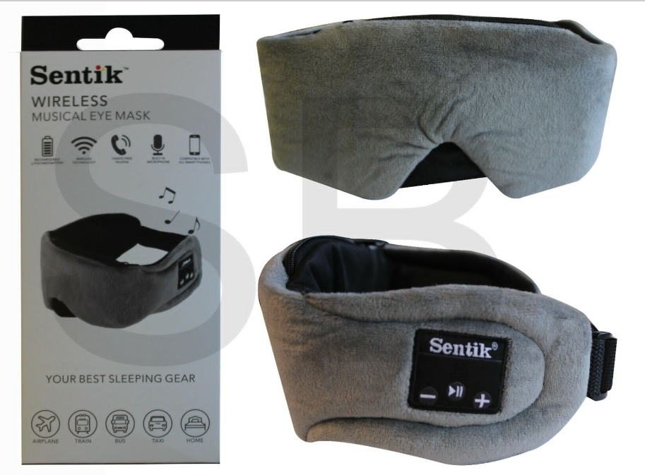 Sentik Wireless Musical Bluetooth Stereo Eye Mask Headphone Earphone Sleep Music