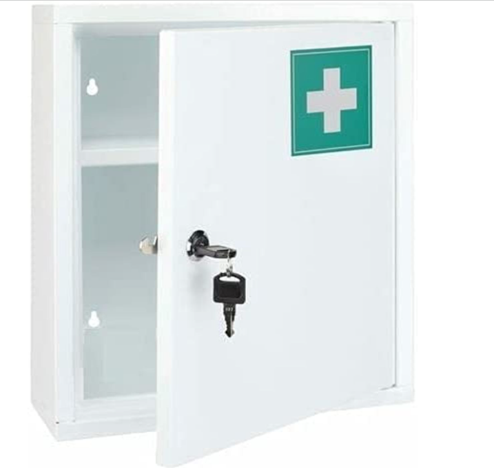 2 Tier Wall Mounted Steel Medicine Cabinet Storage Furniture Medical Lockable