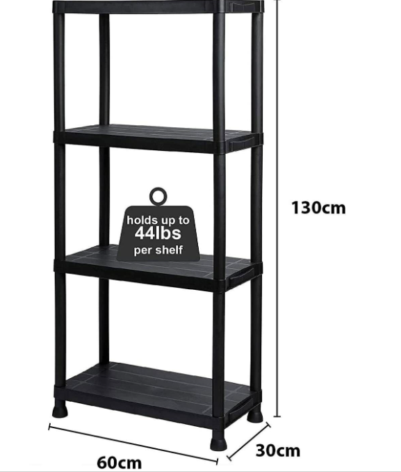 4 Tier Plastic Shelving Home Storage Unit Shelves Racking Garage Organiser