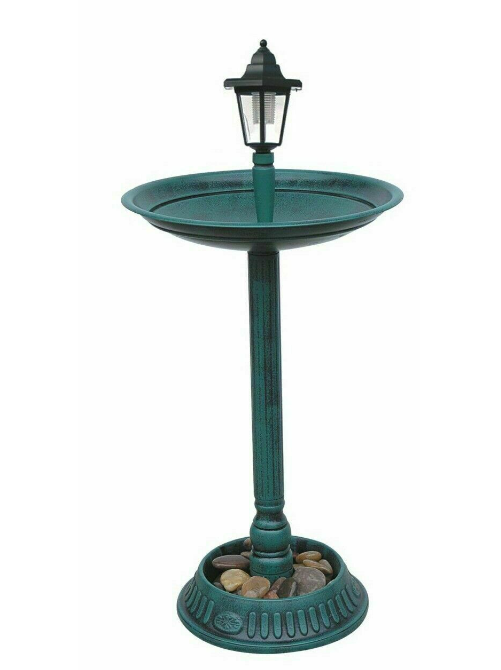 Solar Bird Hotel Feeder & Bath With Solar Power Light Garden Birds Table Station