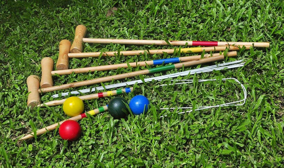 Outdoor Wooden Garden Lawn Children Family Game Giant Croquet Set for 4 Players