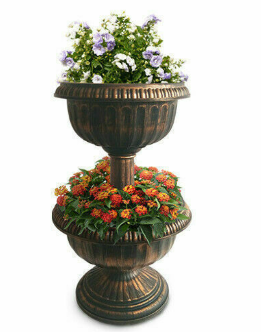 2/3 Tier Plastic Flowers Planter Patio Display Stable Base Outdoor Garden Flower