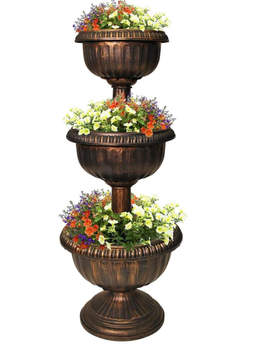 2/3 Tier Plastic Flowers Planter Patio Display Stable Base Outdoor Garden Flower