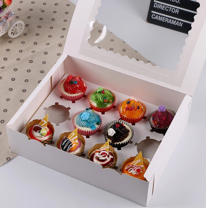 12 Cups Cupcake Boxes Windowed Cake Boxes With Removable Inner Trays