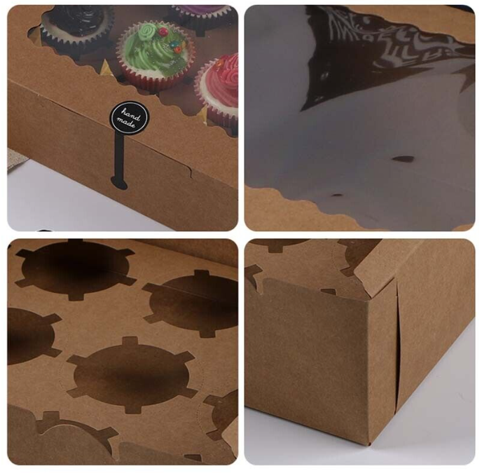 12 Cups Cupcake Boxes Windowed Cake Boxes With Removable Inner Trays