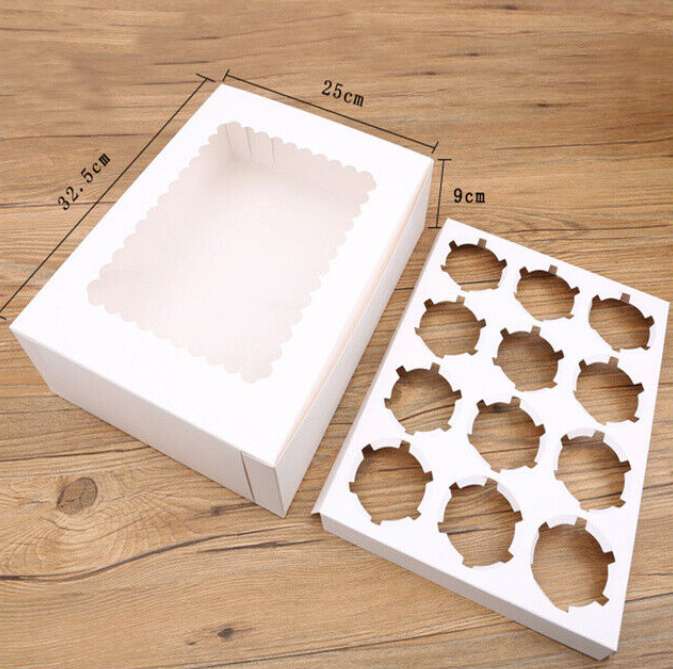 12 Cups Cupcake Boxes Windowed Cake Boxes With Removable Inner Trays